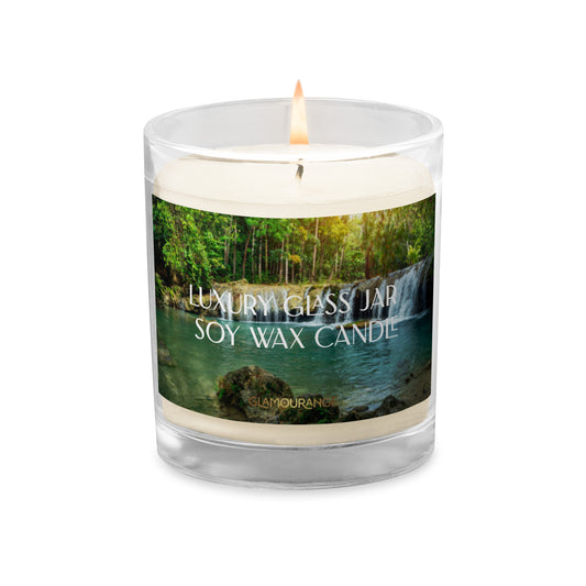 Glass Jar Soy Wax Candle (Calming Waterfall - Nature Label 0017)