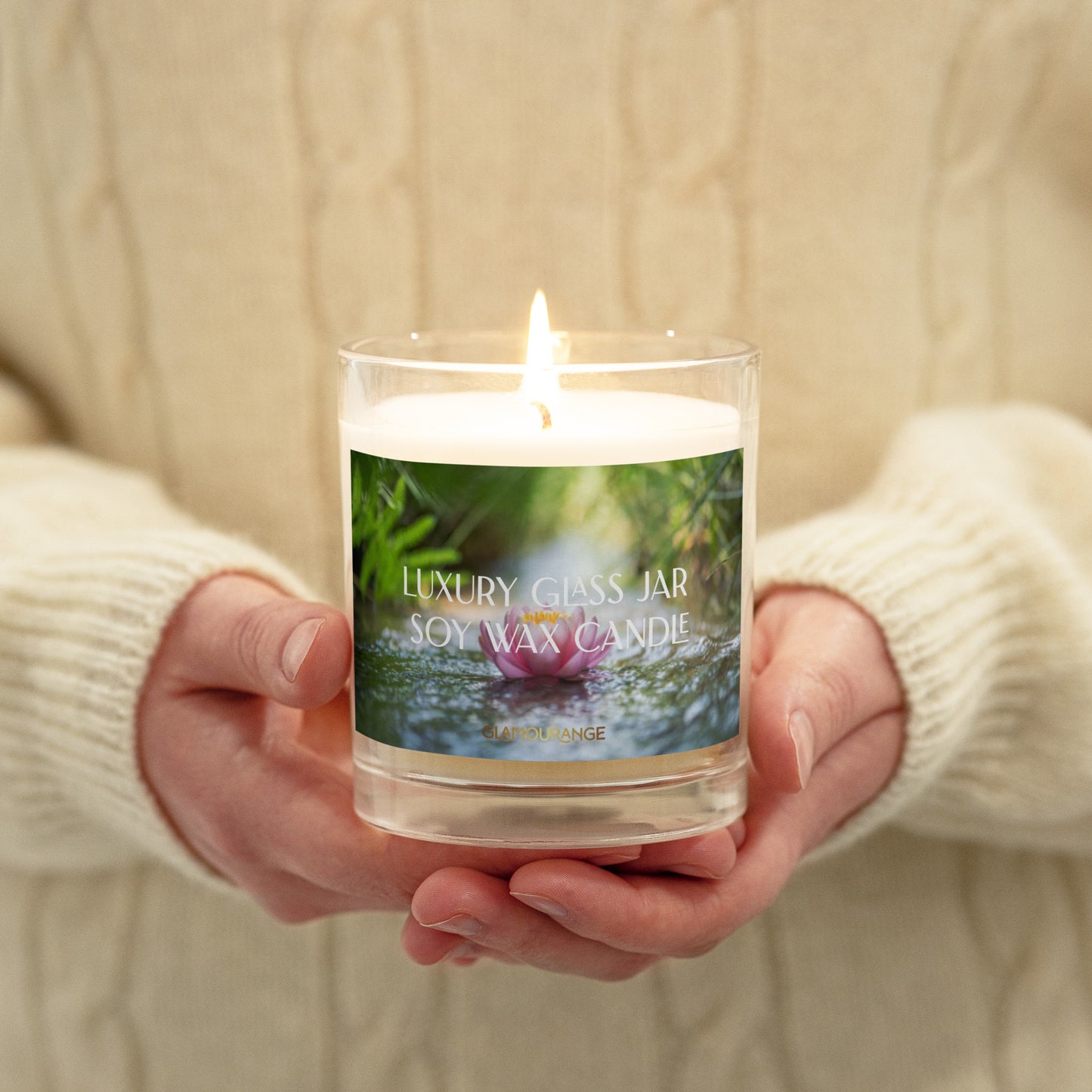 Glass Jar Soy Wax Candle (Calming Water - Nature Label 0018)