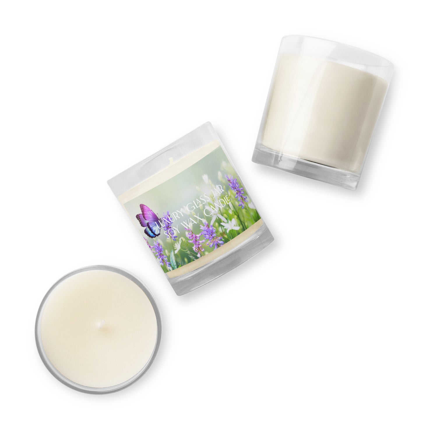 Glass Jar Soy Wax Candle (Calming Plant - Nature Label 0020)