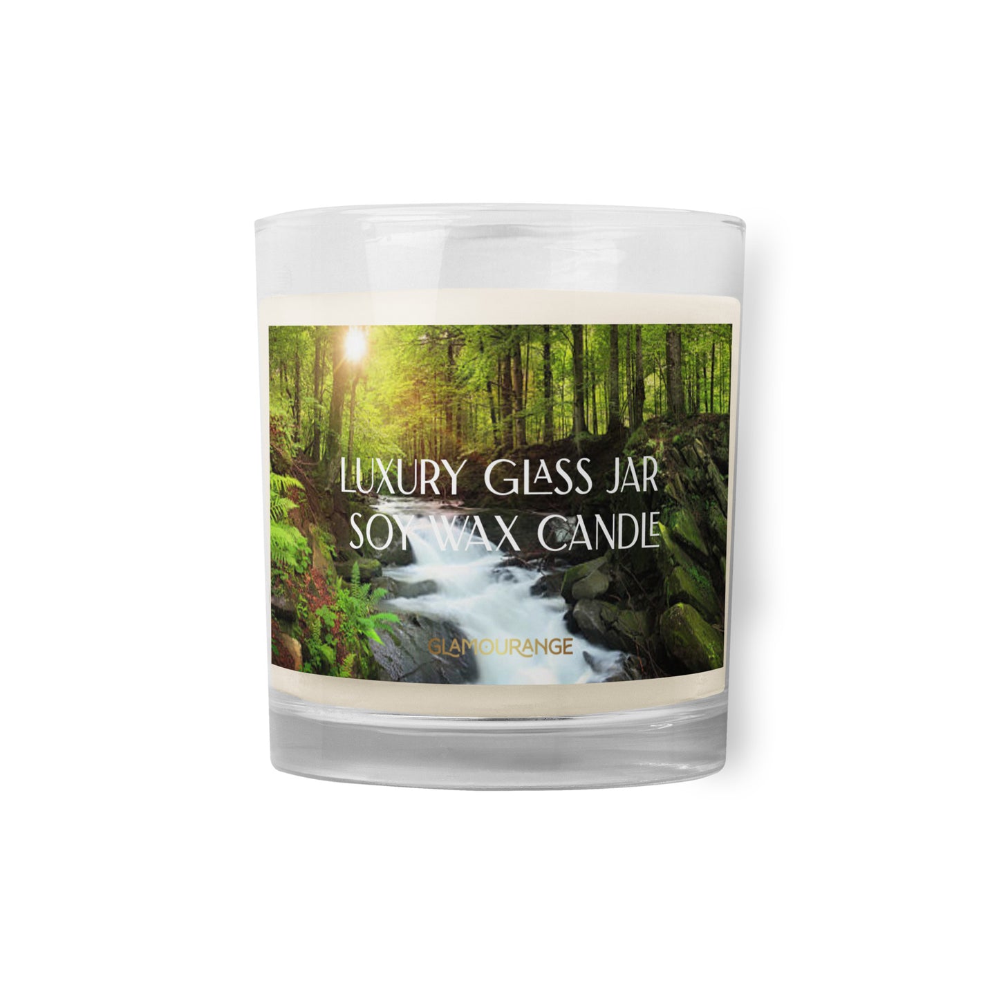 Glass Jar Soy Wax Candle (Calming Waterfall - Nature Label 0021)