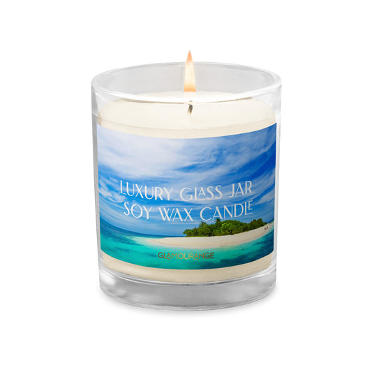 Glass Jar Soy Wax Candle (Calming Scenic Blue Sea - Nature Label 0031)