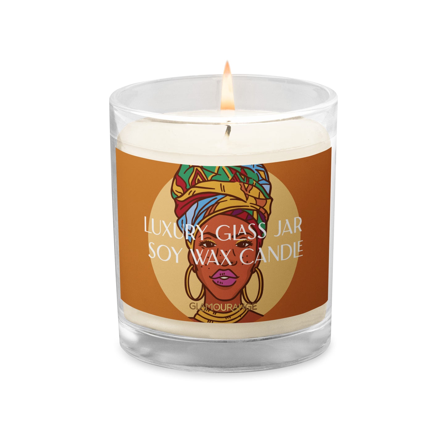 Glass Jar Soy Wax Candle (African Beauty - People Label 0036)