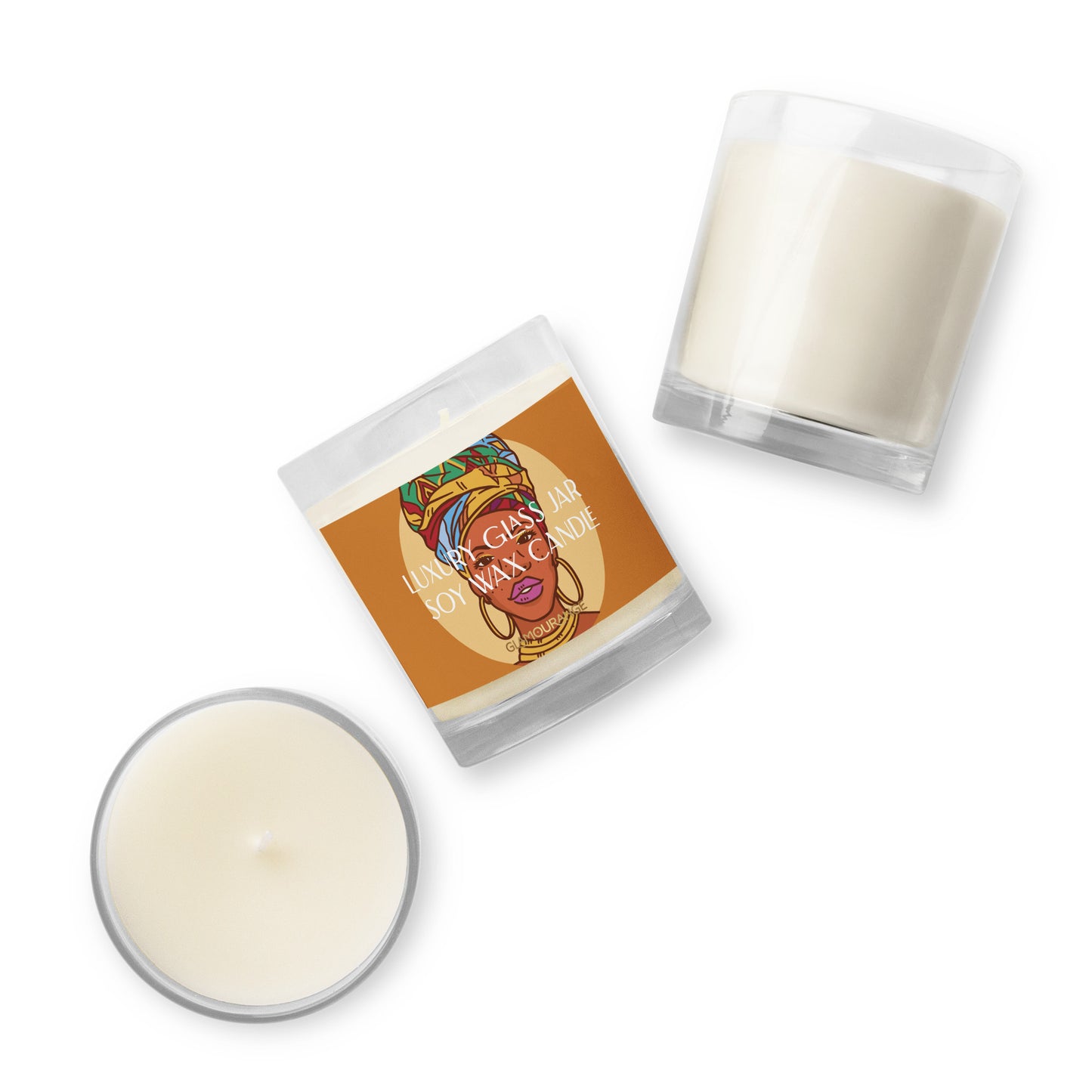 Glass Jar Soy Wax Candle (African Beauty - People Label 0036)