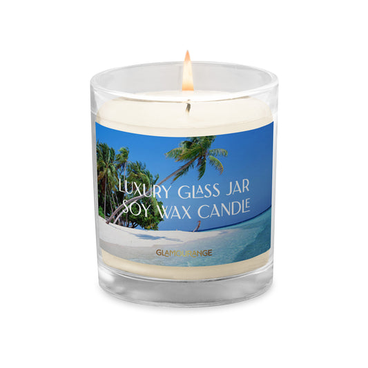 Glass Jar Soy Wax Candle (Calming Scenic Blue Sea - Nature Label 0033)