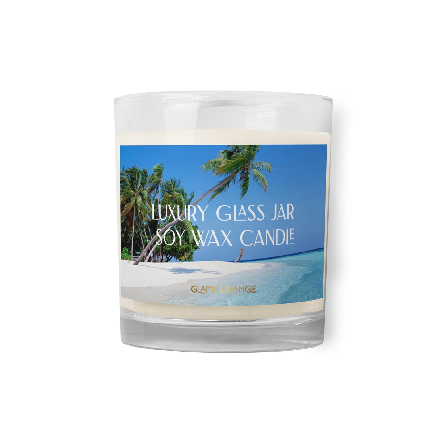 Glass Jar Soy Wax Candle (Calming Scenic Blue Sea - Nature Label 0033)