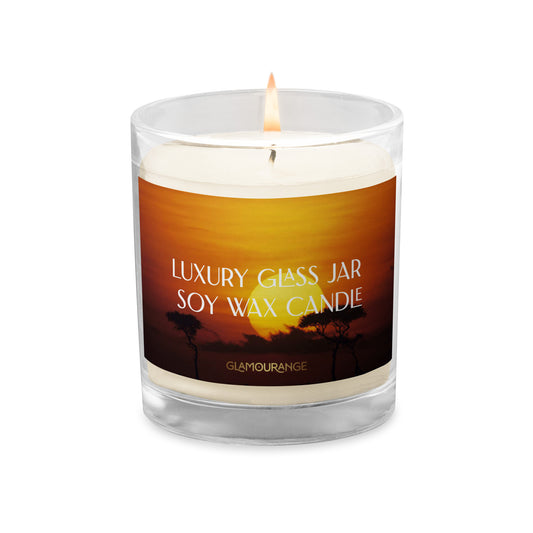 Glass Jar Soy Wax Candle (Calming African Scenic Landscape - Nature Label 0035)