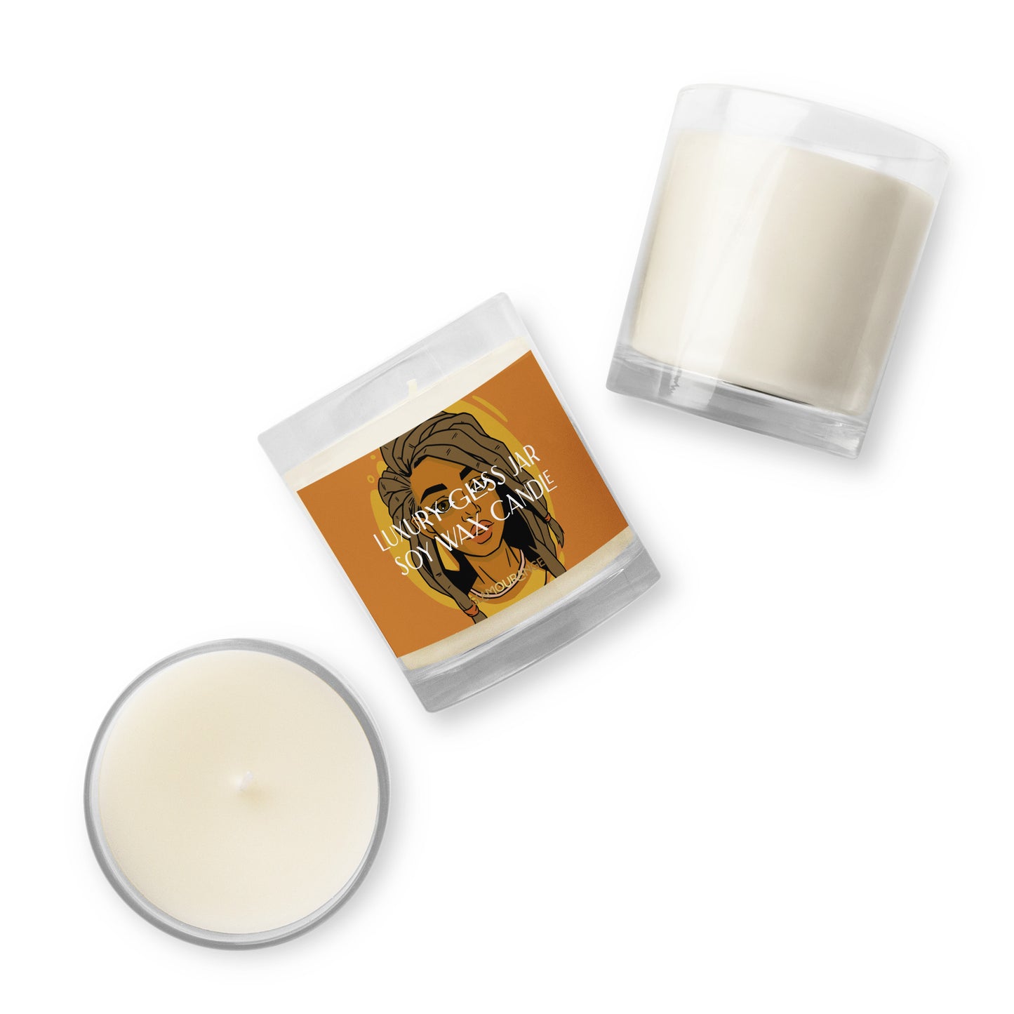 Glass Jar Soy Wax Candle (African Beauty - People Label 0038)