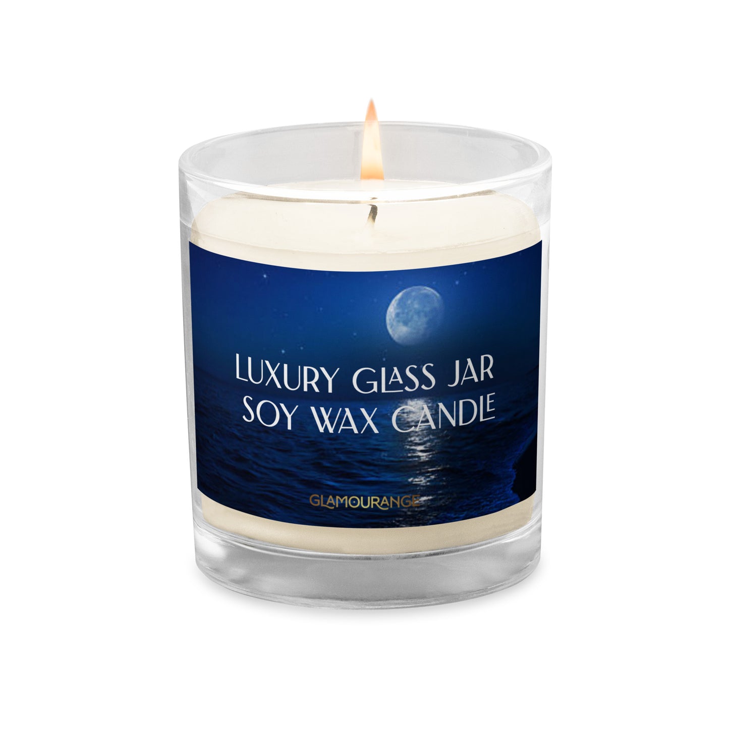 Glass Jar Soy Wax Candle (Calming Sea At Night - Nature Label 0029)