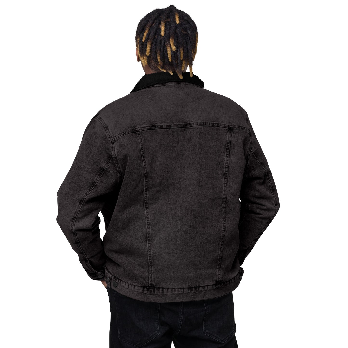 Denim Jacket Black For Men (Glamourange Sherpa Denim Jackets Mens)