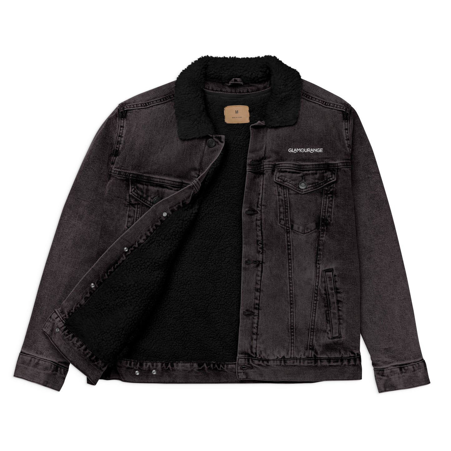 Denim Jacket Black For Men (Glamourange Sherpa Denim Jackets Mens)