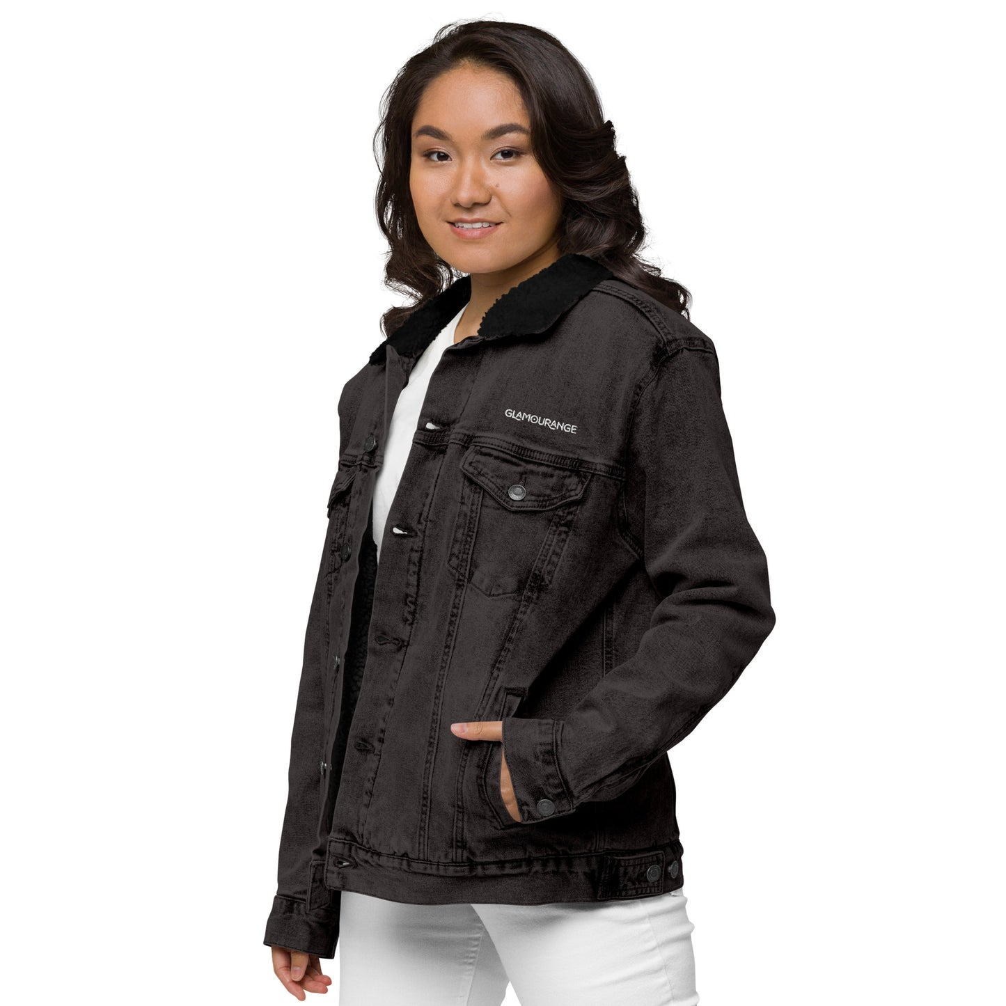 Denim Light & Denim Jacket Black For Women (Glamourange Sherpa Denim Jackets Womens)