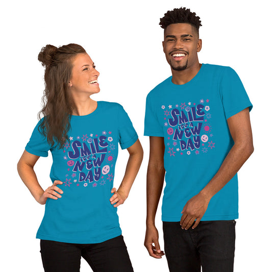 Unisex T Shirts - Smile It's A New Day (Glamourange Motivation and Inspiration Staple T-Shirts - Front Print)