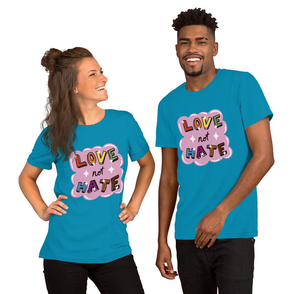 T-Shirts - Love Not Hate (Glamourange Love Staple T-Shirts - Front Print 0043 Model)