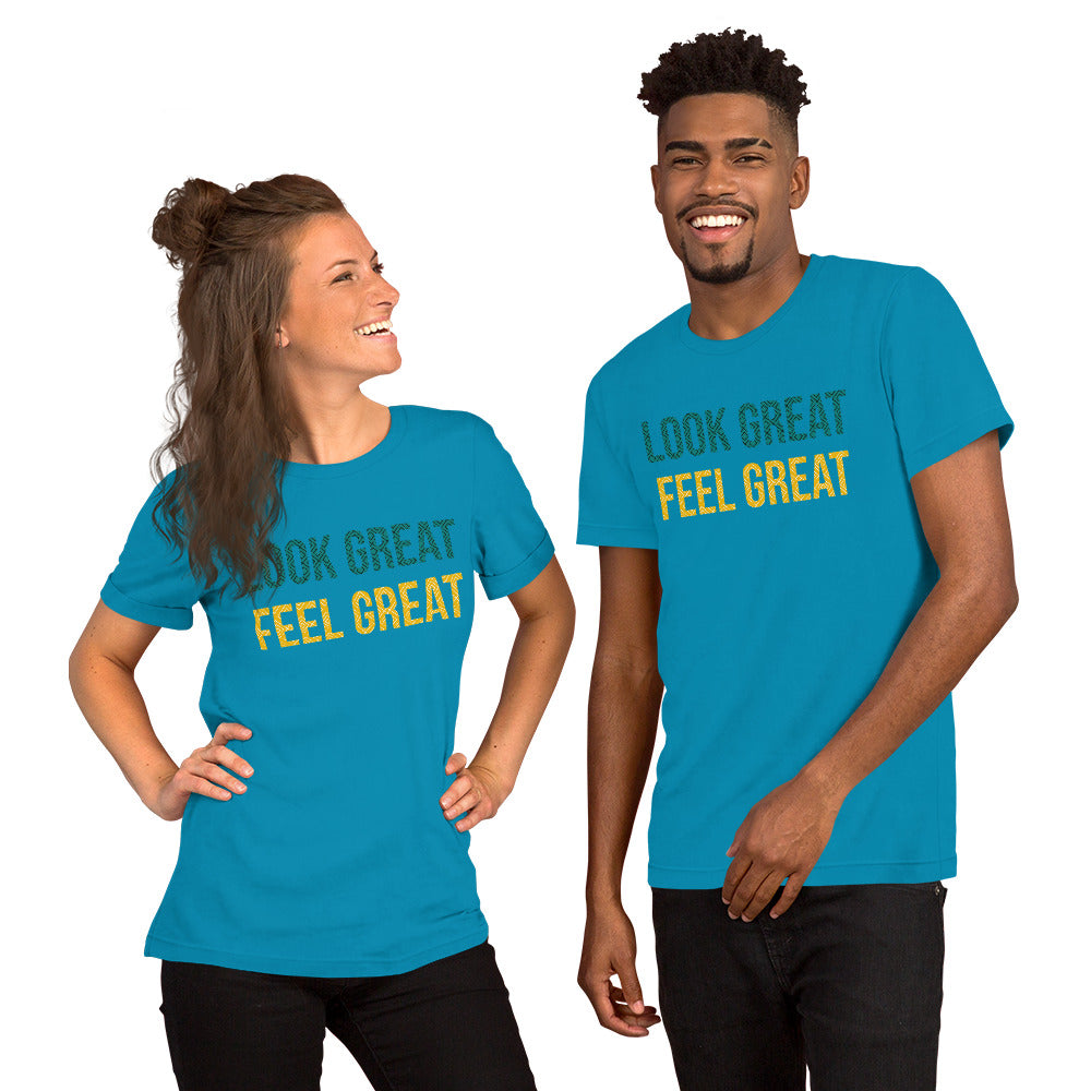 T Shirts - Look Great. Feel Great (Glamourange Motivation Staple T-Shirts - Front Print 002 Model)