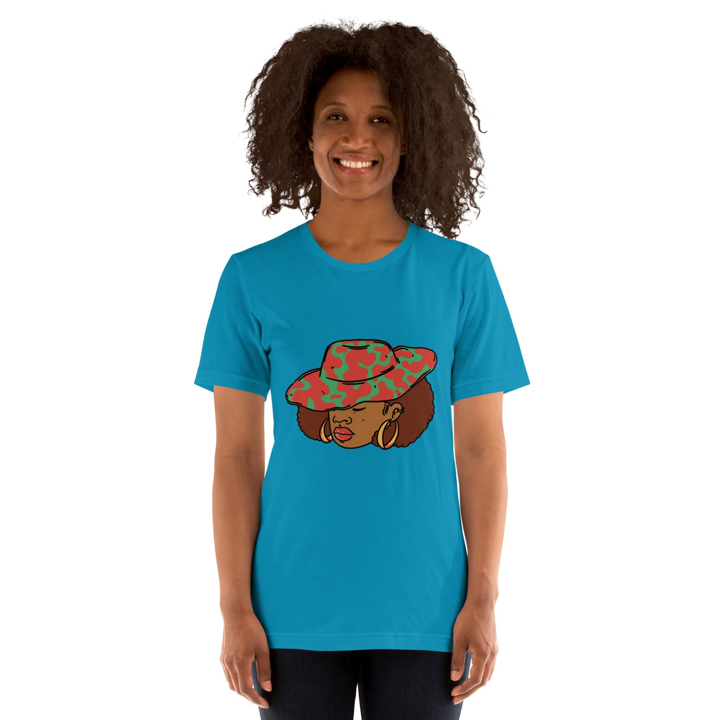 T-Shirts - Ebony Woman Afro (Glamourange Ebony Staple T-Shirts - Front Print 001 Model)