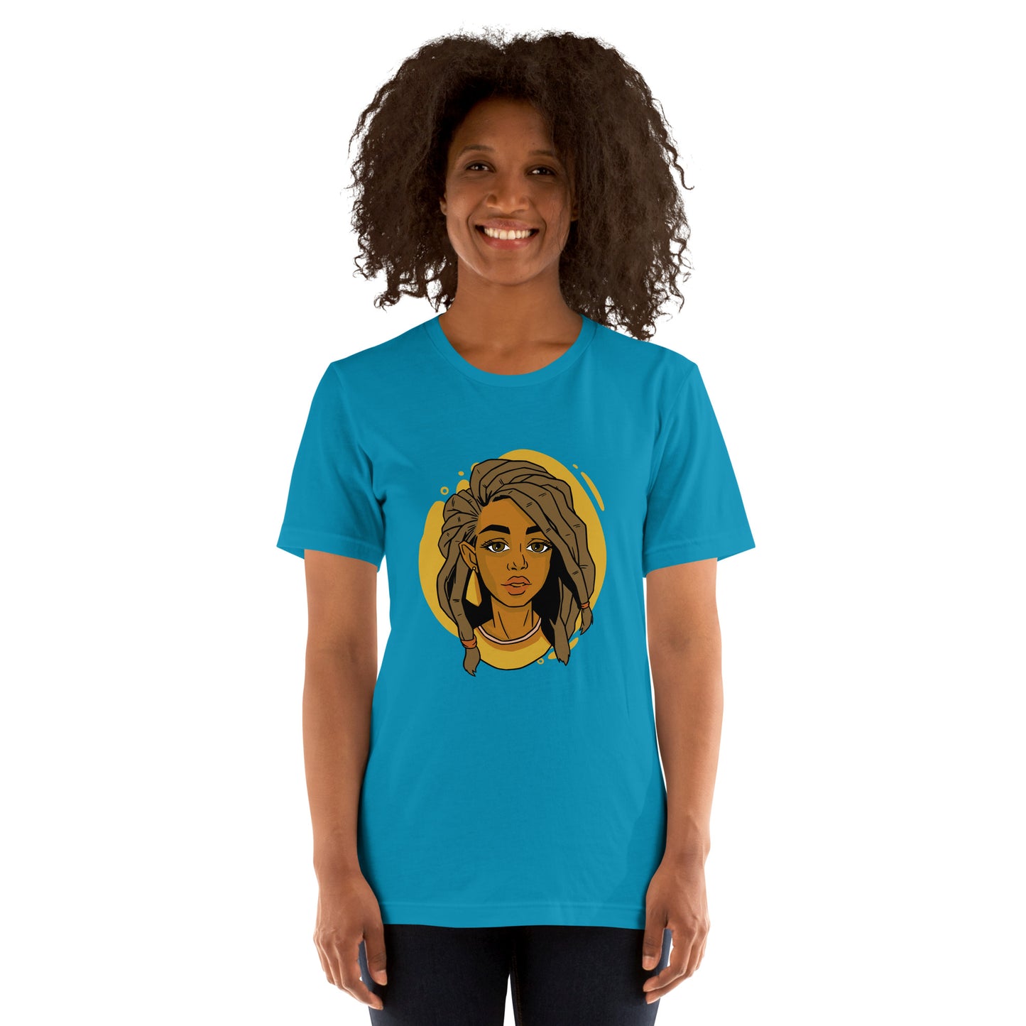 T-Shirts - Ebony Woman Dreadlocks (Glamourange Ebony Staple T-Shirts - Front Print 006 Model)