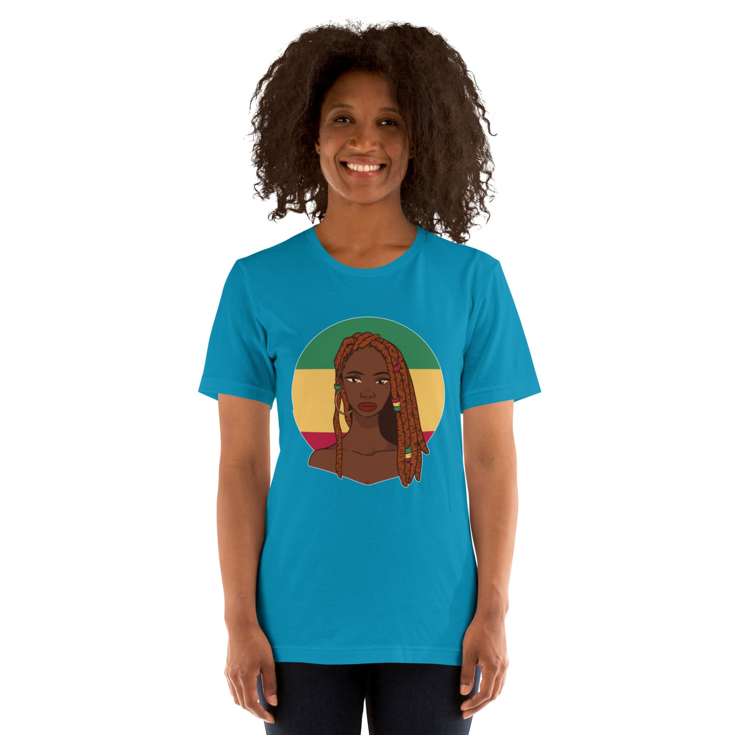 T-Shirts - Ebony Woman Dreadlocks (Glamourange Ebony Staple T-Shirts - Front Print 007 Model)