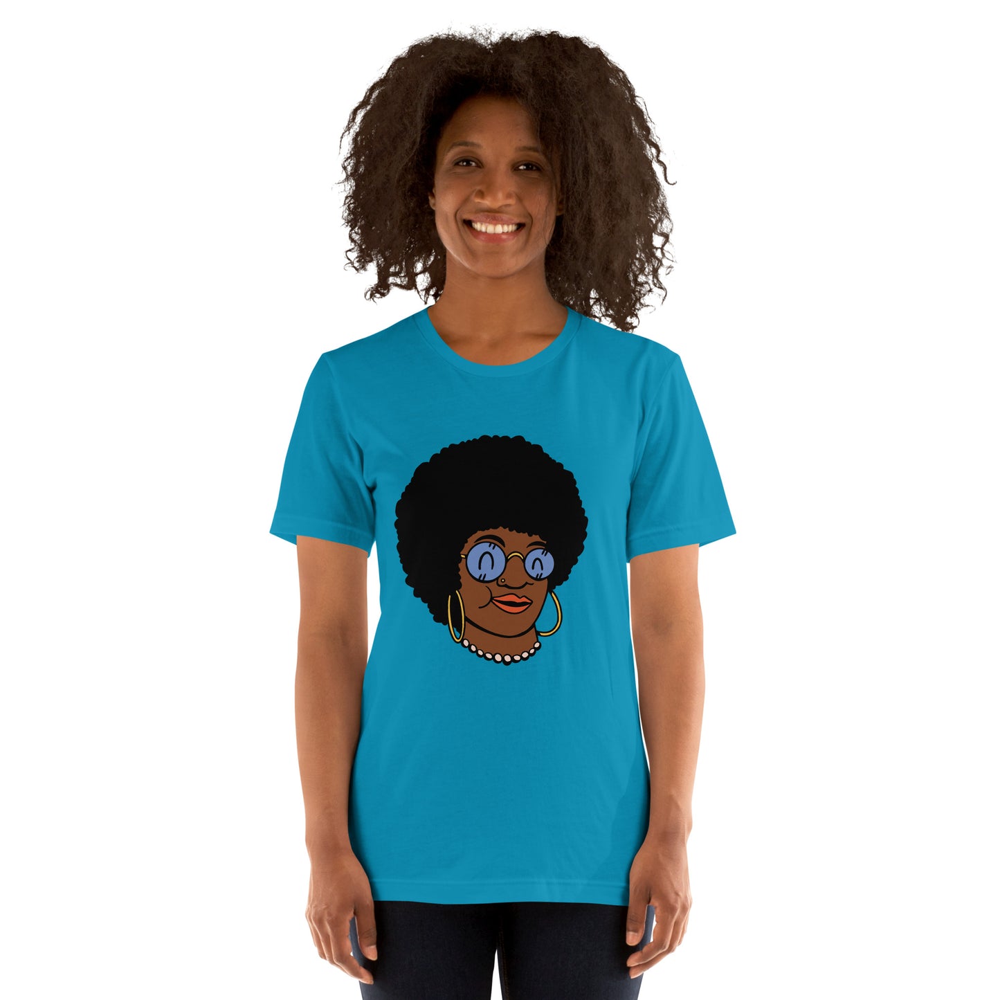 T-Shirts - Beautiful Afro (Glamourange Ebony Staple T-Shirts - Front Print 009 Model)