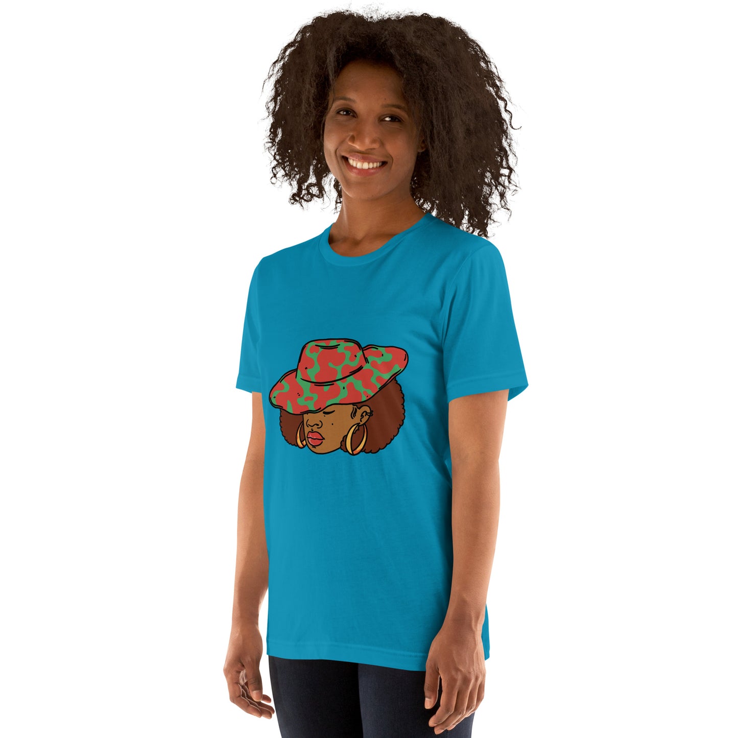 T-Shirts - Ebony Woman Afro (Glamourange Ebony Staple T-Shirts - Front Print 001 Model)