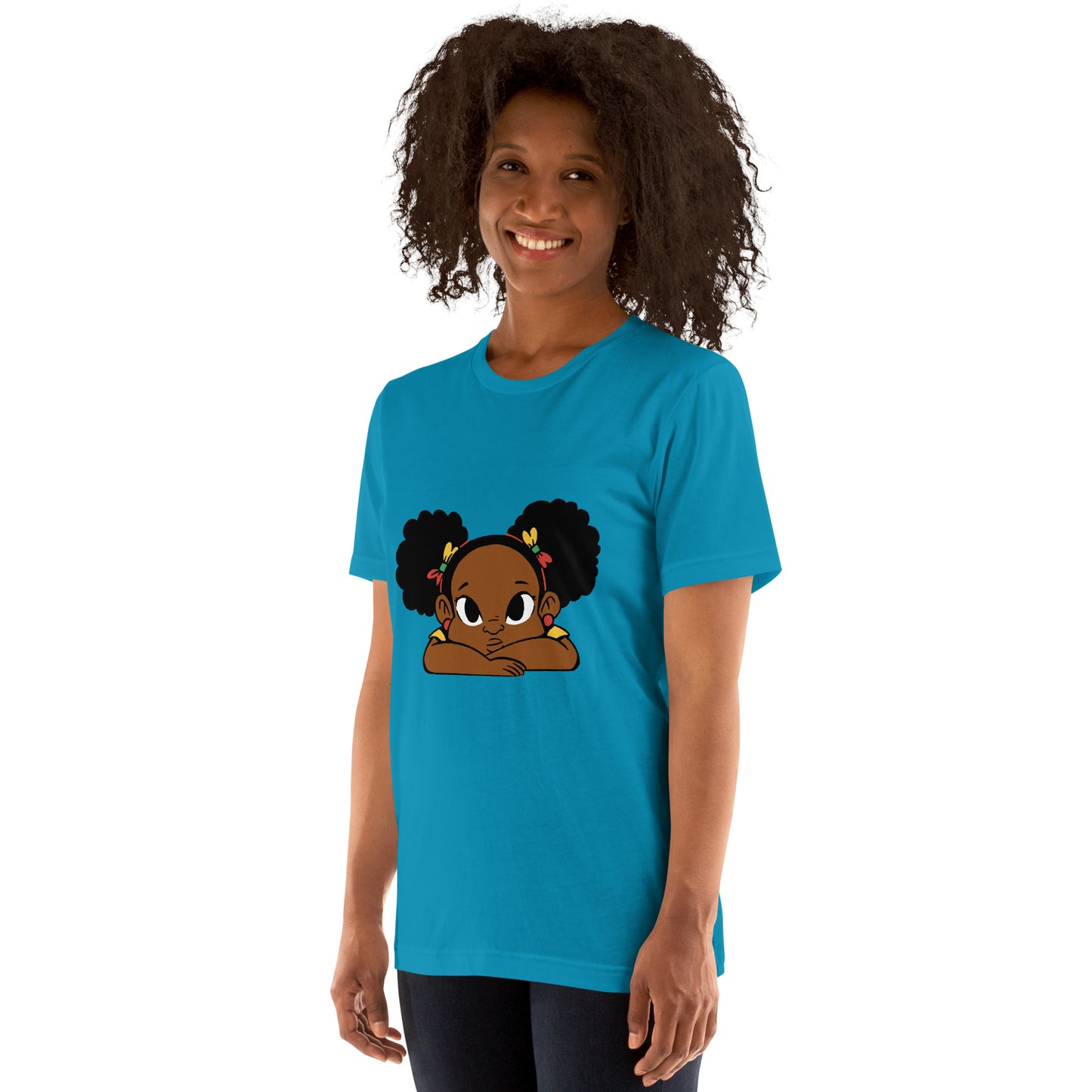 T-Shirts - Ebony Girl Afro (Glamourange Ebony Staple T-Shirts - Front Print 002 Model)