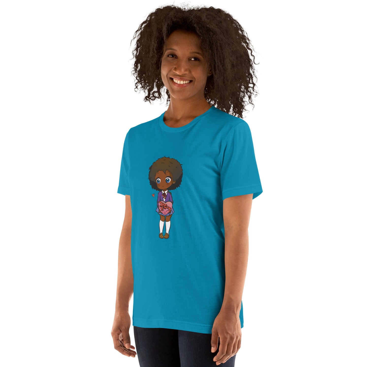 T-Shirts - Ebony Girl Afro (Glamourange Ebony Staple T-Shirts - Front Print 004 Model)