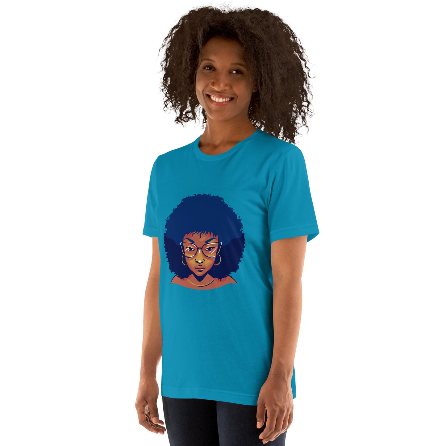 T-Shirts - Ebony Woman Afro (Glamourange Ebony Staple T-Shirts - Front Print 005 Model)