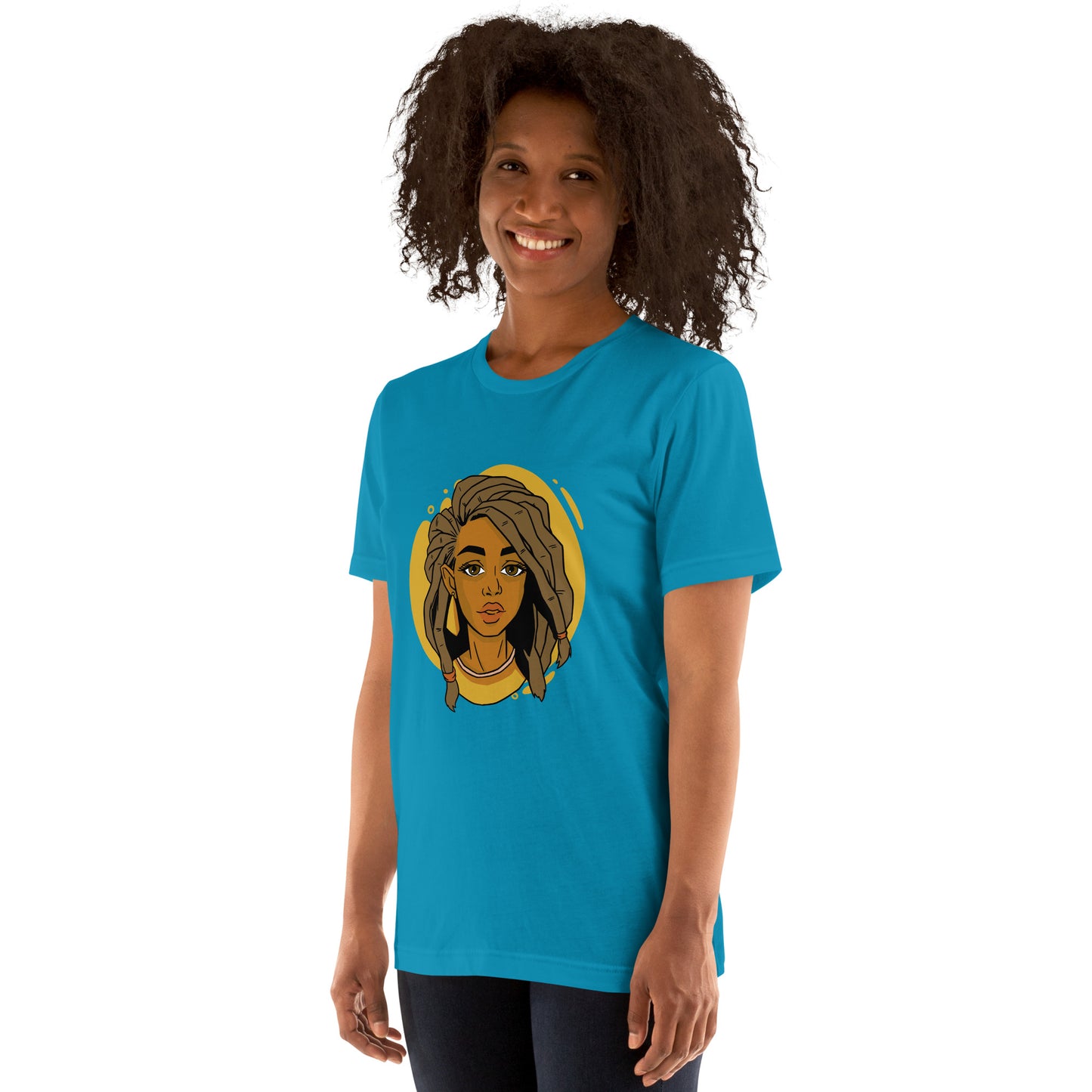 T-Shirts - Ebony Woman Dreadlocks (Glamourange Ebony Staple T-Shirts - Front Print 006 Model)