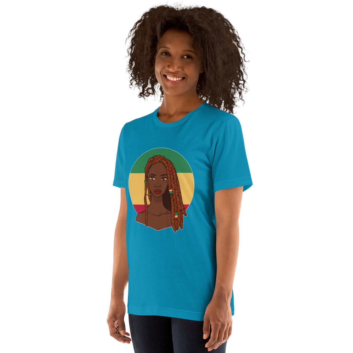 T-Shirts - Ebony Woman Dreadlocks (Glamourange Ebony Staple T-Shirts - Front Print 007 Model)