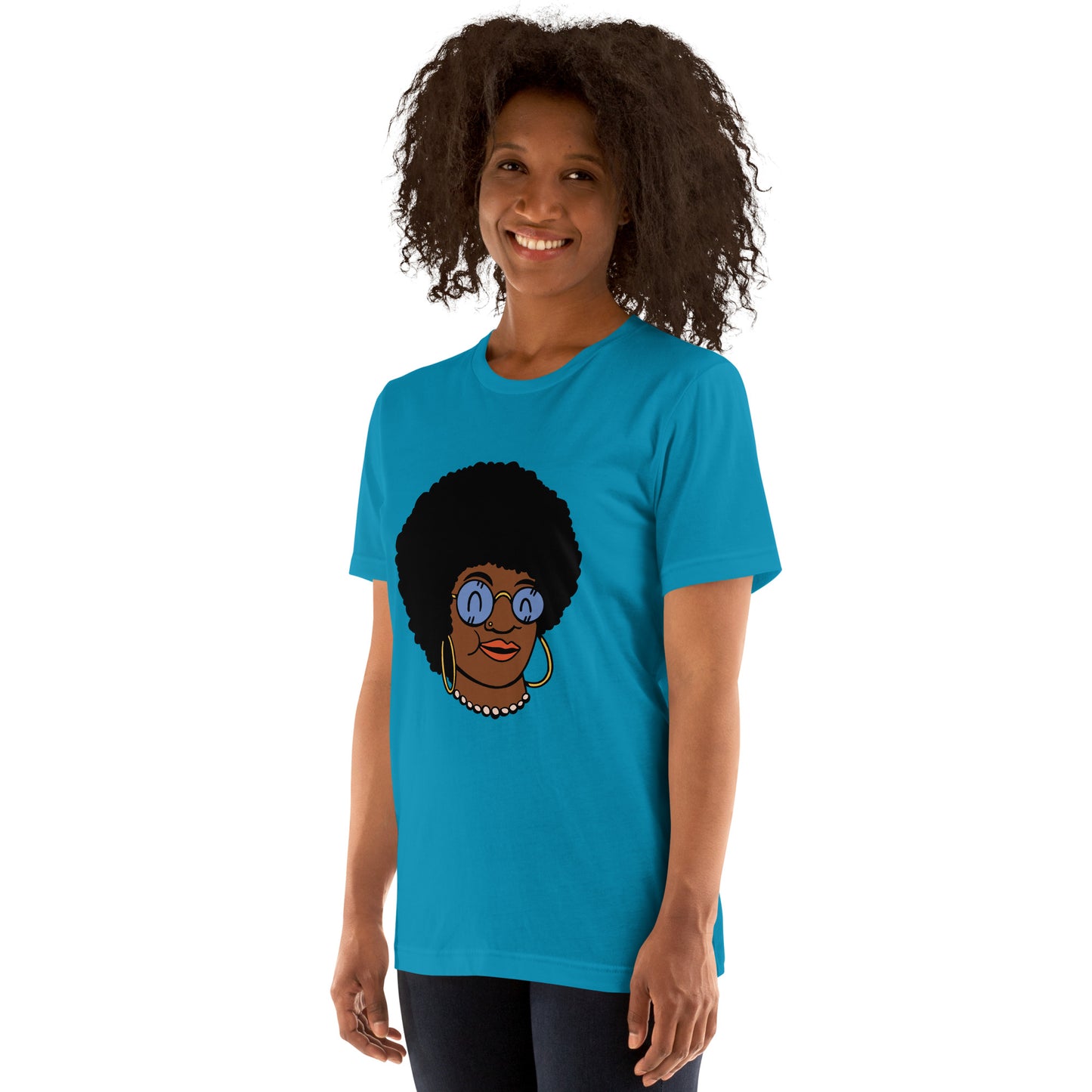 T-Shirts - Beautiful Afro (Glamourange Ebony Staple T-Shirts - Front Print 009 Model)