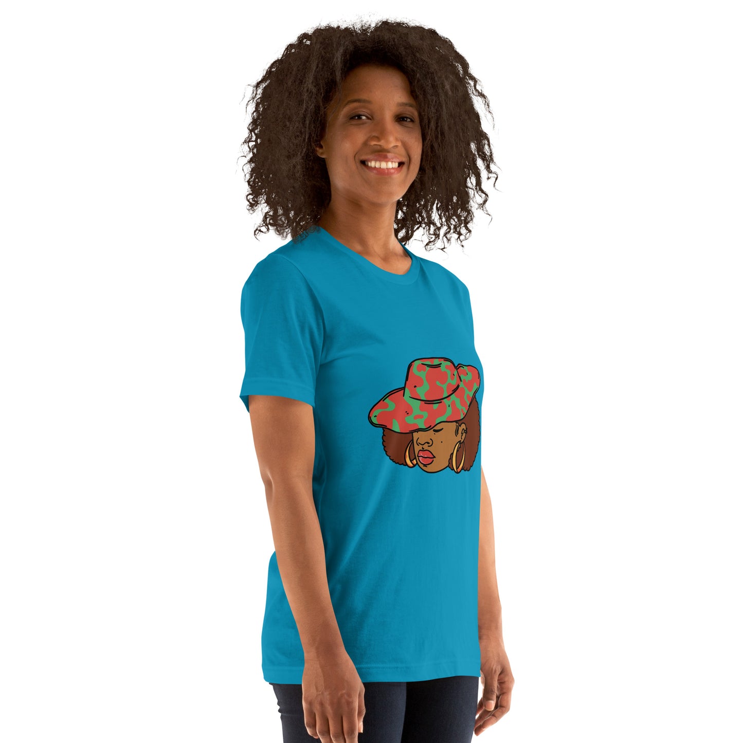 T-Shirts - Ebony Woman Afro (Glamourange Ebony Staple T-Shirts - Front Print 001 Model)