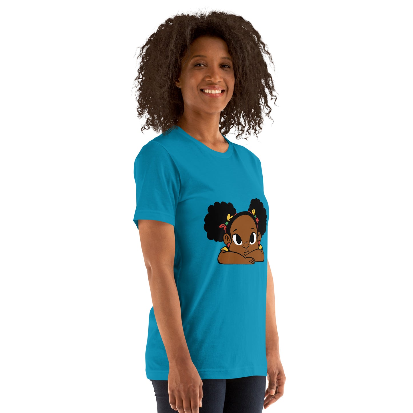 T-Shirts - Ebony Girl Afro (Glamourange Ebony Staple T-Shirts - Front Print 002 Model)