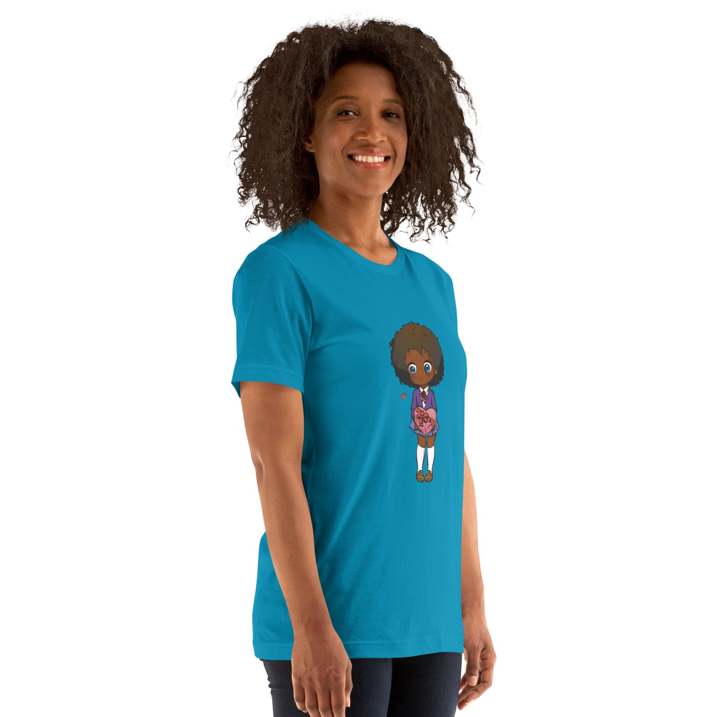 T-Shirts - Ebony Girl Afro (Glamourange Ebony Staple T-Shirts - Front Print 004 Model)