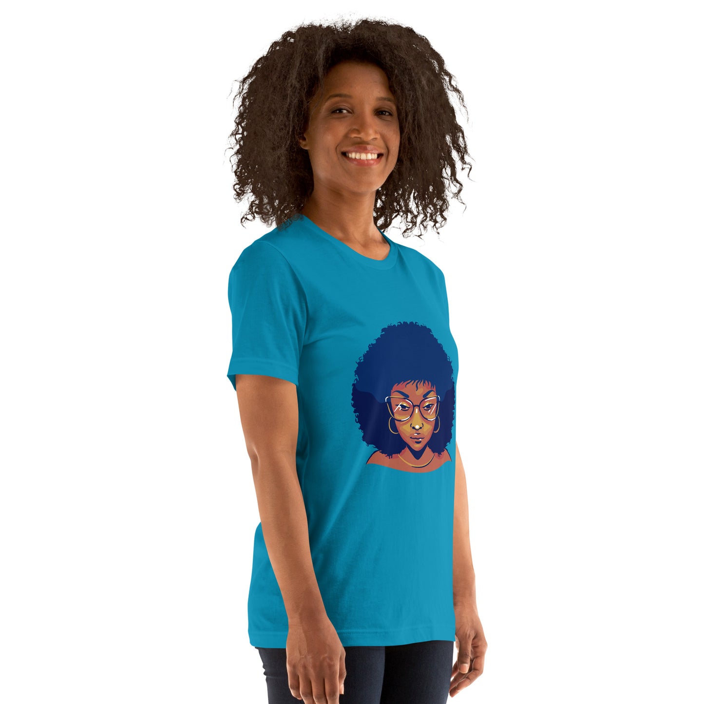 T-Shirts - Ebony Woman Afro (Glamourange Ebony Staple T-Shirts - Front Print 005 Model)