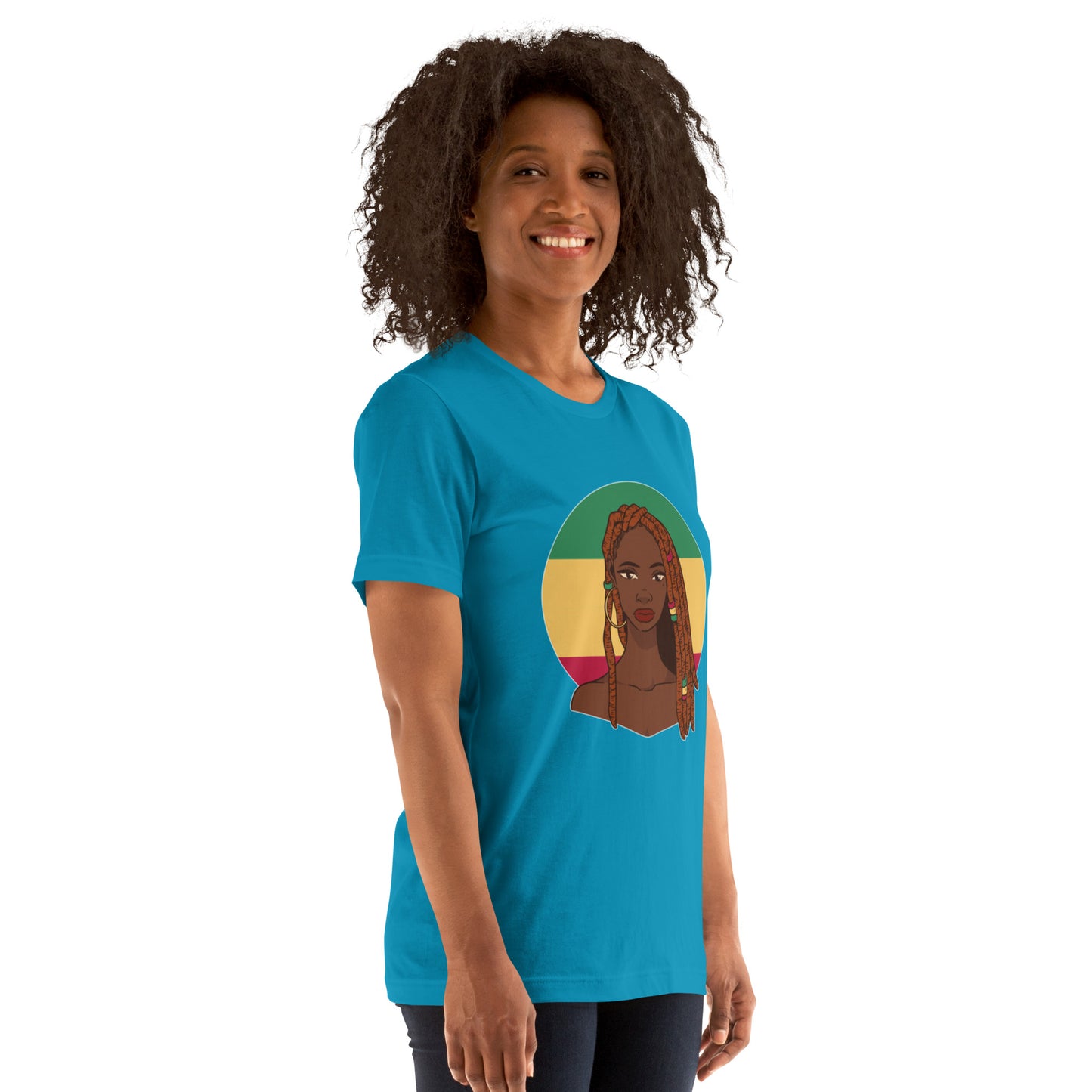 T-Shirts - Ebony Woman Dreadlocks (Glamourange Ebony Staple T-Shirts - Front Print 007 Model)