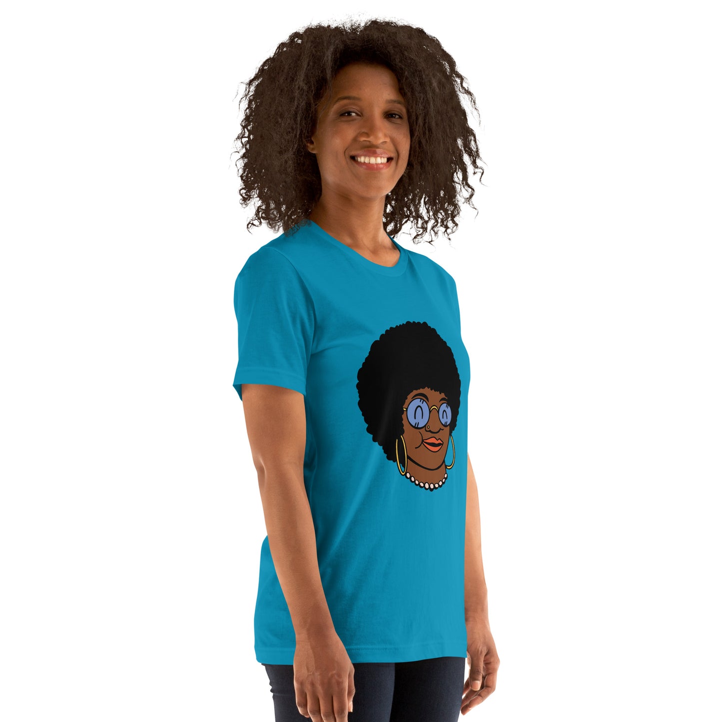 T-Shirts - Beautiful Afro (Glamourange Ebony Staple T-Shirts - Front Print 009 Model)