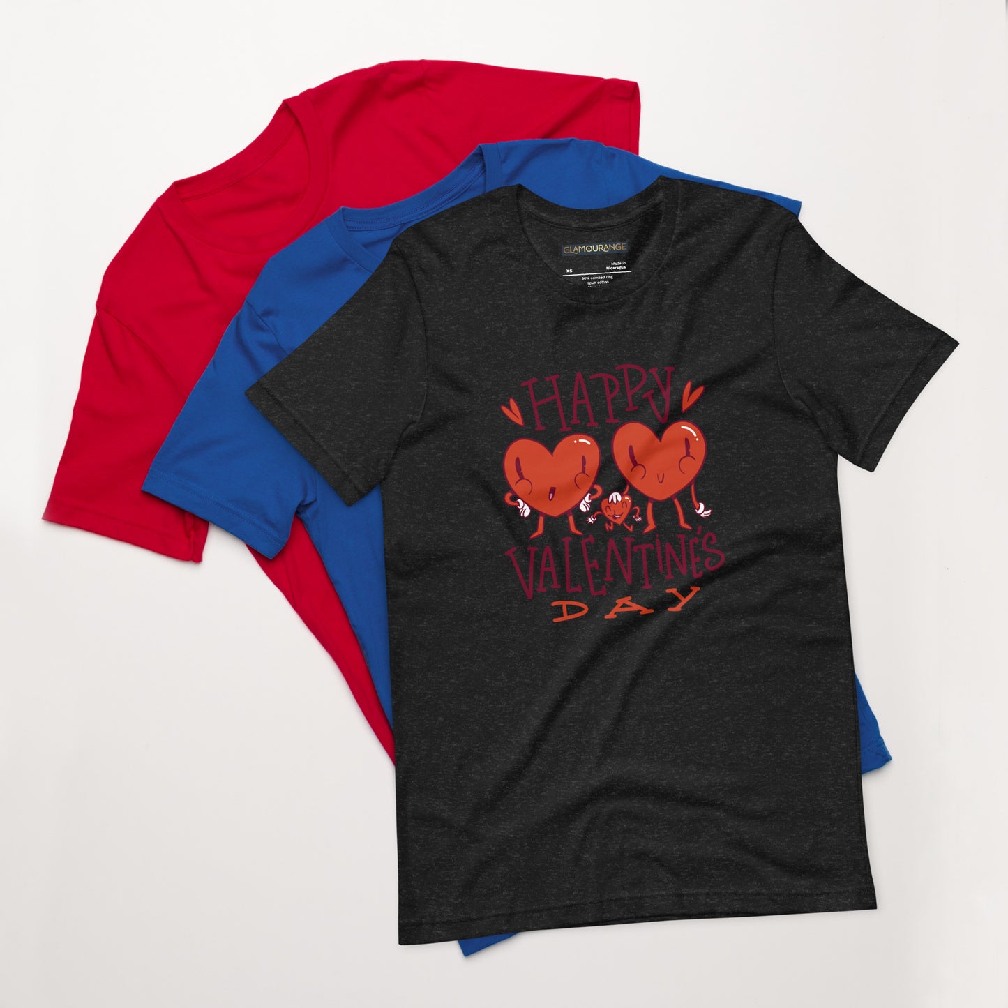 Women T Shirt - Happy Valentine's Day (Glamourange Motivation Staple T-Shirts - Front Print)