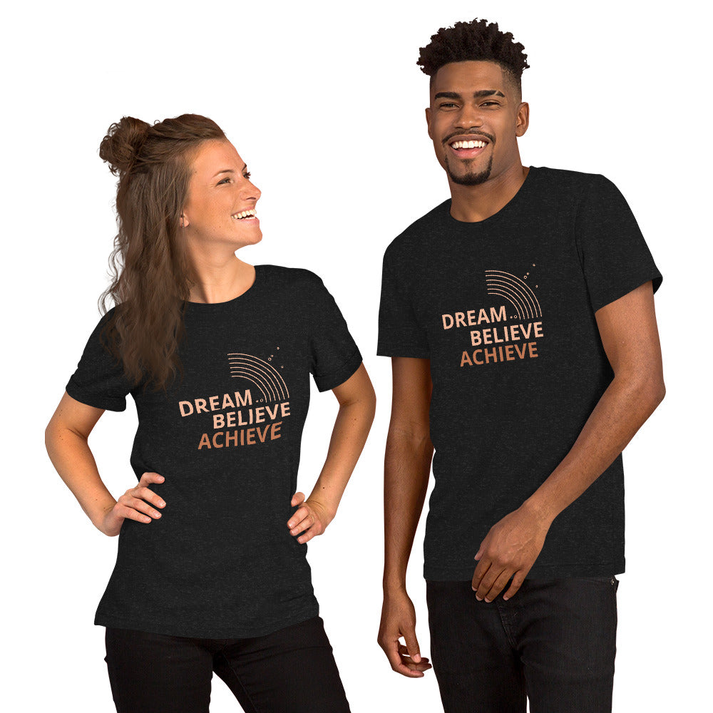 Unisex T Shirts - Dream, Believe, Achieve (Glamourange Motivation Staple T-Shirts - Front Print)