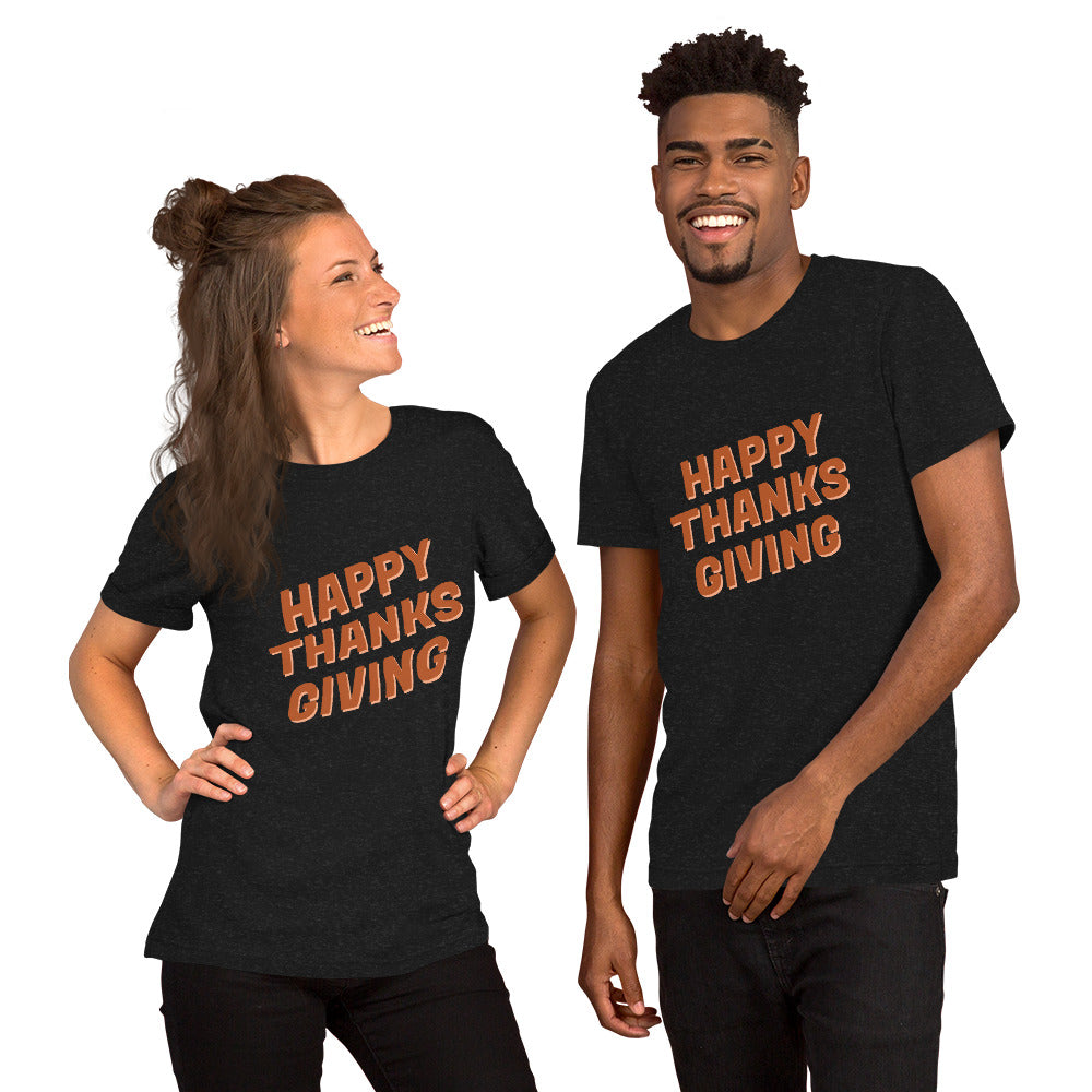 T-Shirts - Happy Thanks Giving (Glamourange Seasons & Events Staple T-Shirts - Front Print)