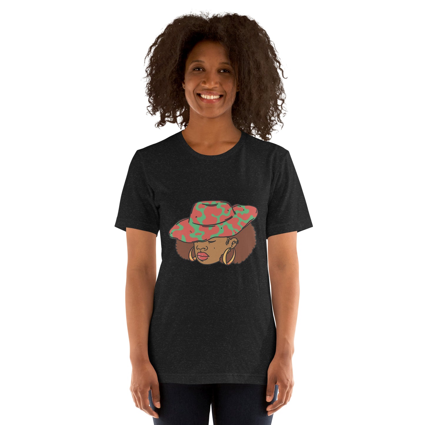 T-Shirts - Ebony Woman Afro (Glamourange Ebony Staple T-Shirts - Front Print 001 Model)