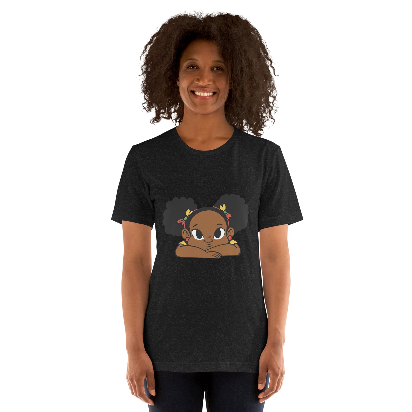 T-Shirts - Ebony Girl Afro (Glamourange Ebony Staple T-Shirts - Front Print 002 Model)