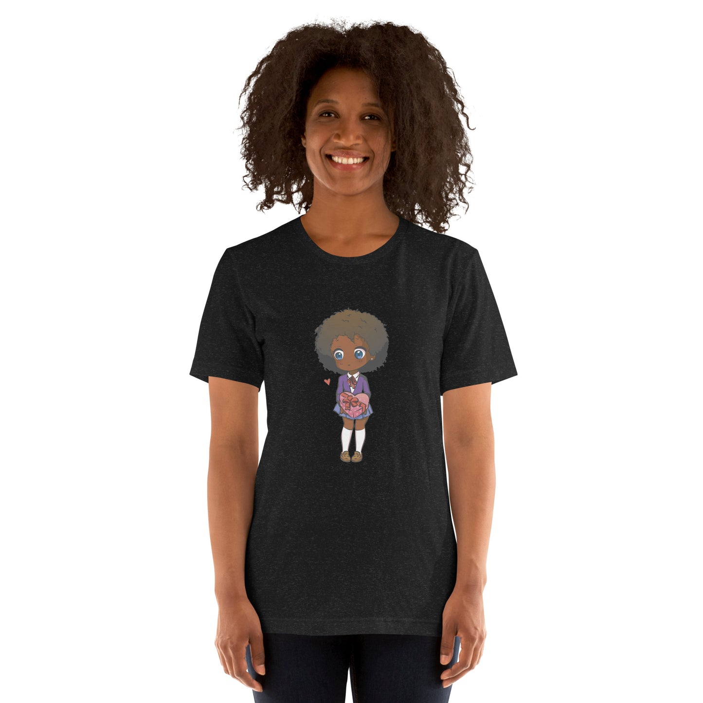 T-Shirts - Ebony Girl Afro (Glamourange Ebony Staple T-Shirts - Front Print 004 Model)