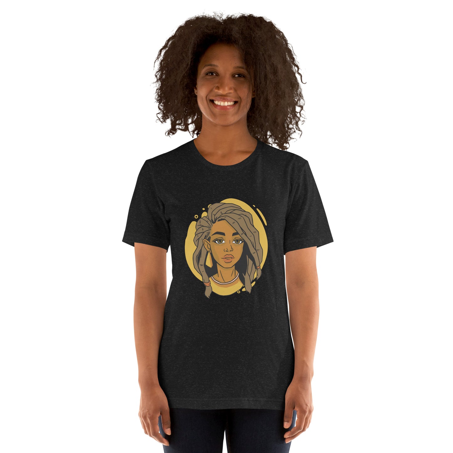 T-Shirts - Ebony Woman Dreadlocks (Glamourange Ebony Staple T-Shirts - Front Print 006 Model)