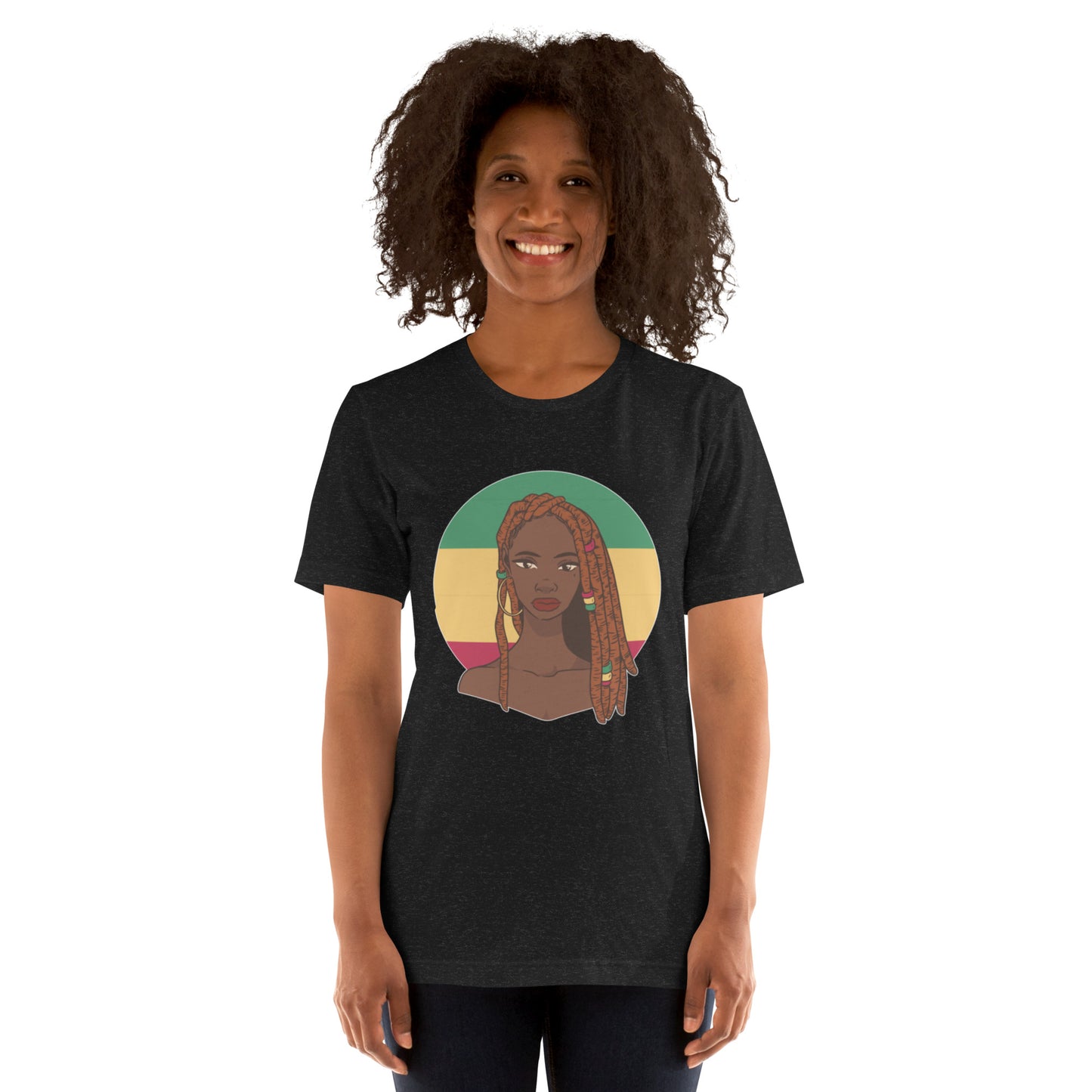 T-Shirts - Ebony Woman Dreadlocks (Glamourange Ebony Staple T-Shirts - Front Print 007 Model)