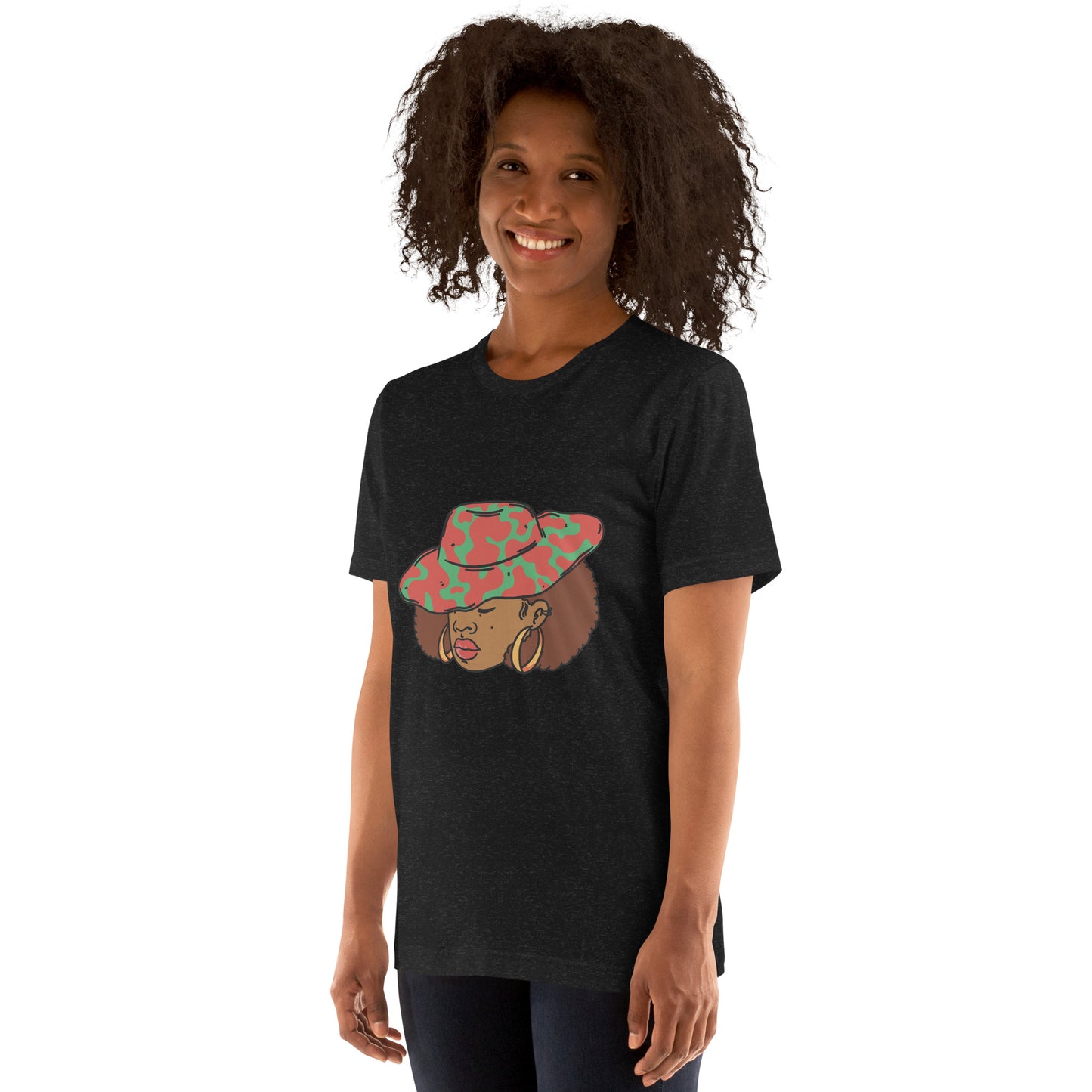 T-Shirts - Ebony Woman Afro (Glamourange Ebony Staple T-Shirts - Front Print 001 Model)