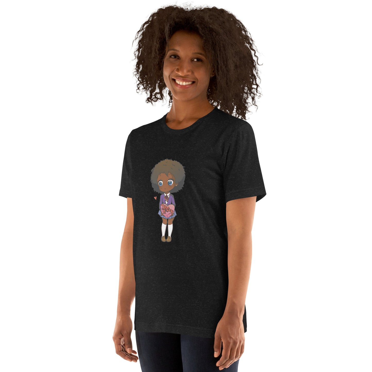 T-Shirts - Ebony Girl Afro (Glamourange Ebony Staple T-Shirts - Front Print 004 Model)