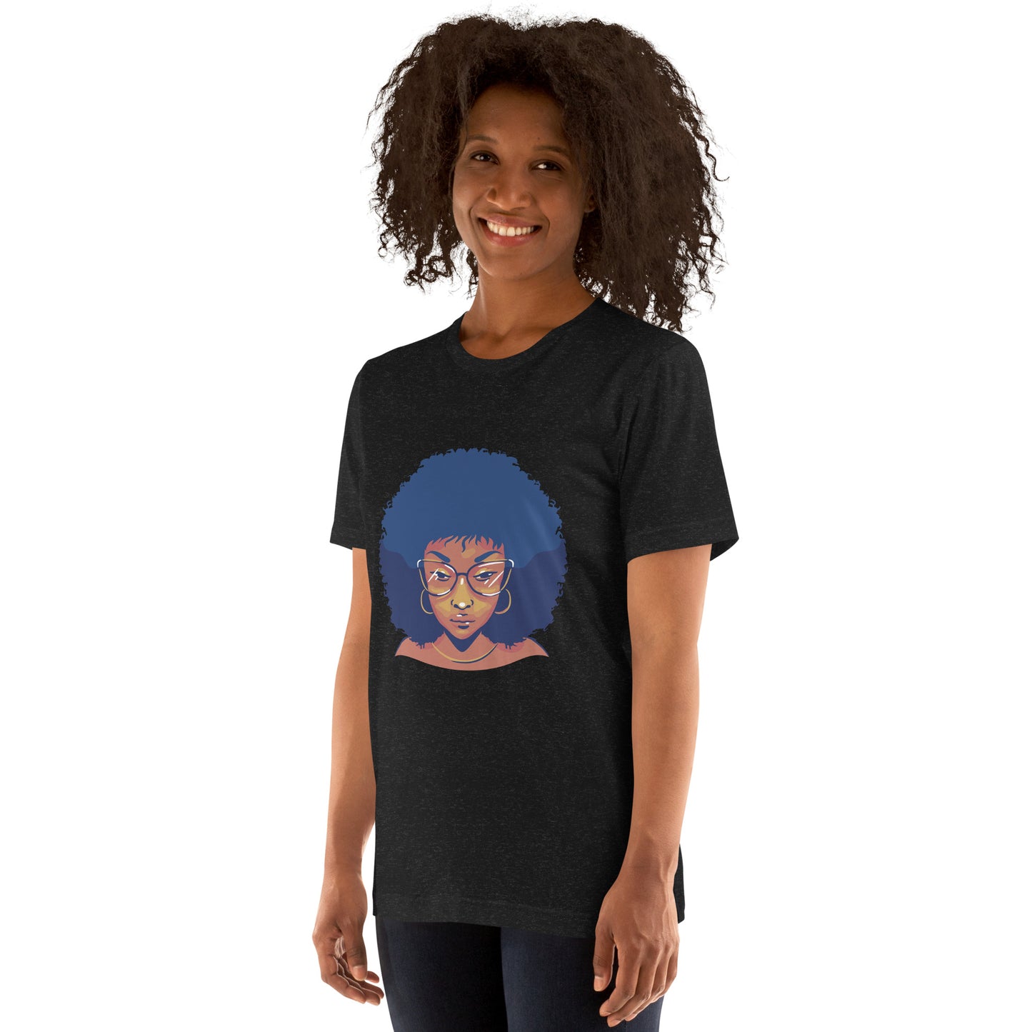 T-Shirts - Ebony Woman Afro (Glamourange Ebony Staple T-Shirts - Front Print 005 Model)