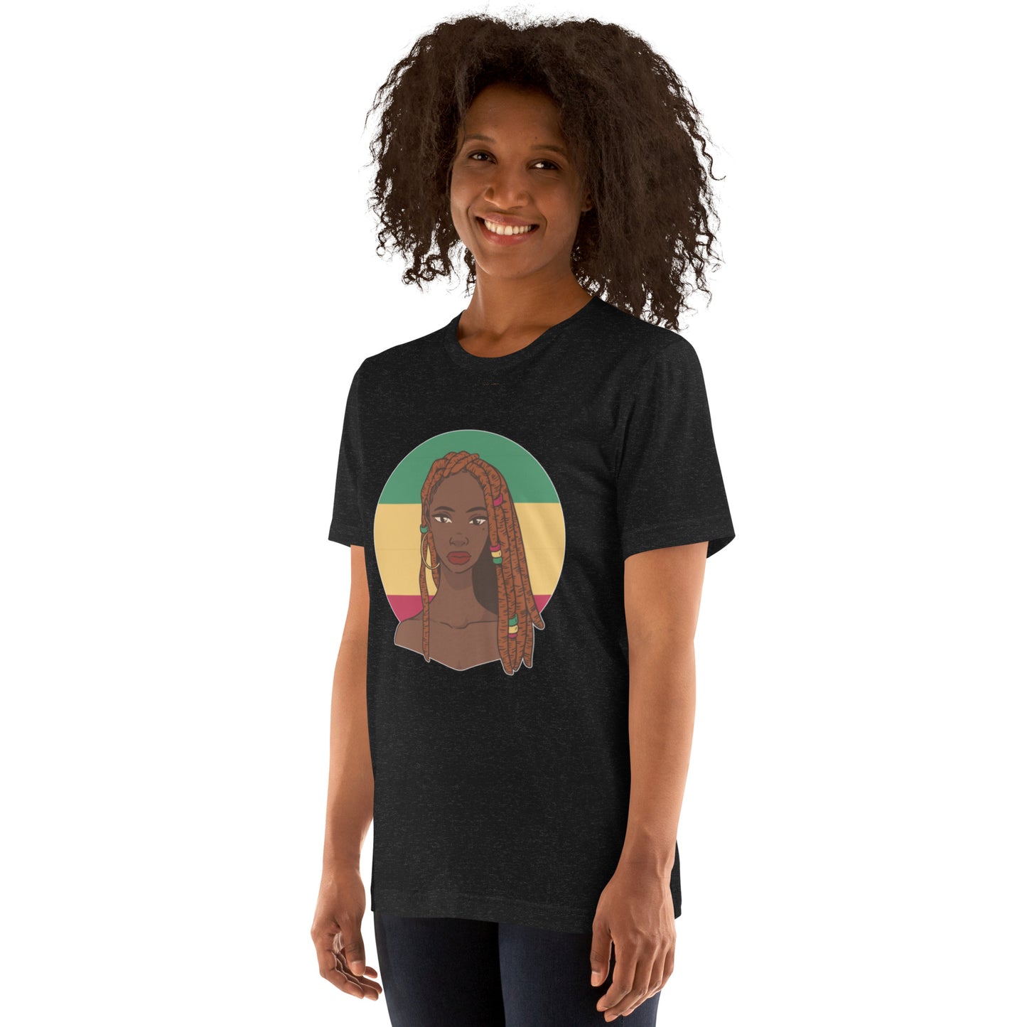 T-Shirts - Ebony Woman Dreadlocks (Glamourange Ebony Staple T-Shirts - Front Print 007 Model)