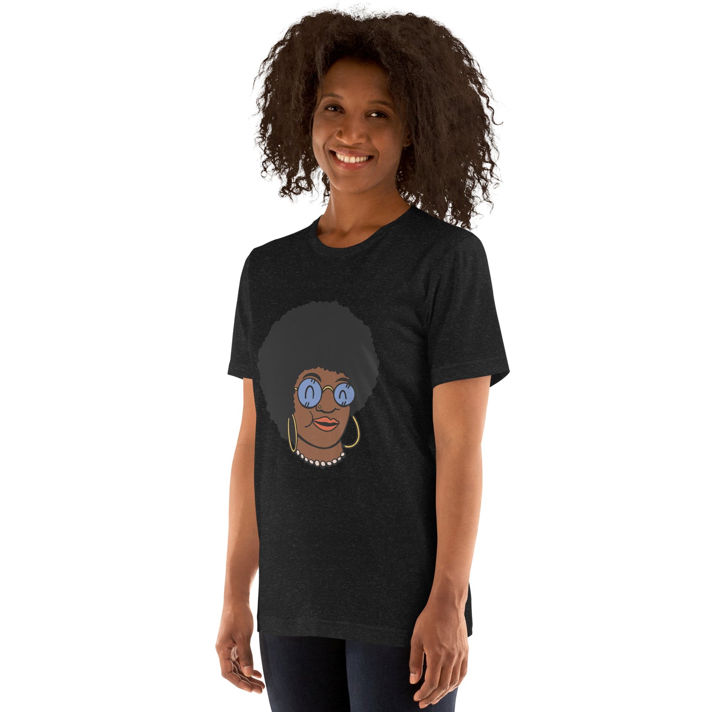 T-Shirts - Beautiful Afro (Glamourange Ebony Staple T-Shirts - Front Print 009 Model)