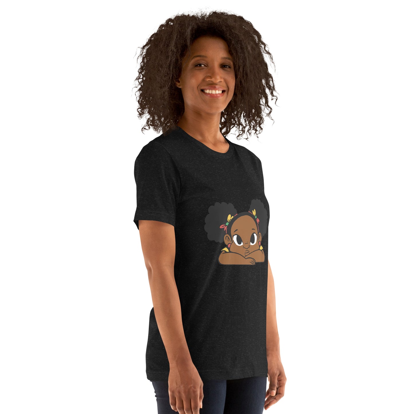 T-Shirts - Ebony Girl Afro (Glamourange Ebony Staple T-Shirts - Front Print 002 Model)