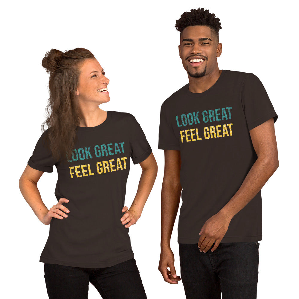 T Shirts - Look Great. Feel Great (Glamourange Motivation Staple T-Shirts - Front Print 002 Model)